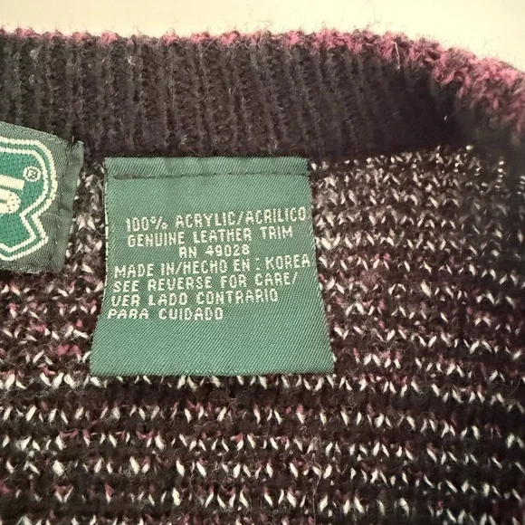 90s Campus Sweater Bold Blue, Black and Burgundy Crew Neck Vintage - Picture 4 of 10